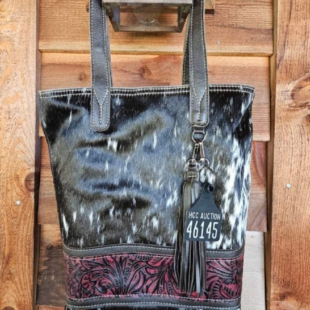Black Marbled Tote Bag